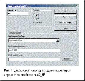 Диалоговая панель для задания параметров иерархического блока mux2_HB