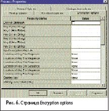 Страница Encryption options