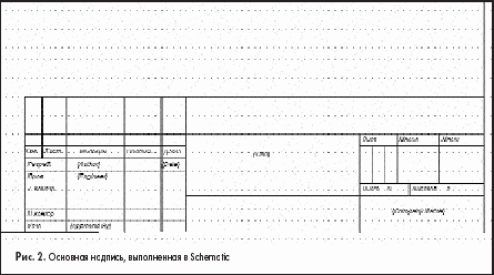 Основная надпись, выполненная в Schematic