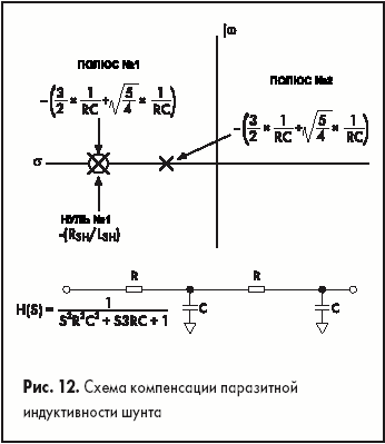 Схема компенсации паразитной индуктивности шунта