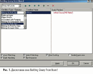 Диалоговое окно Building Query From Board