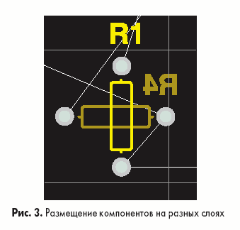 Размещение компонентов на разных слоях