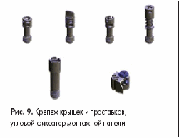 Крепеж крышек и проставков, угловой фиксатор монтажной панели