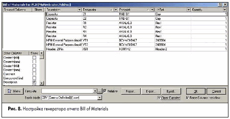 Настройка генератора отчета Bill of Materials