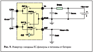 Инвертор с входным RC-фильтром и питанием от батареи