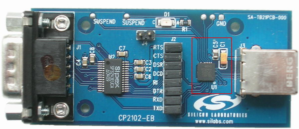 Минимальный набор внешних элементов CP210x