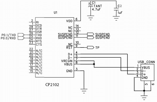 Схема включения мостов CP210x